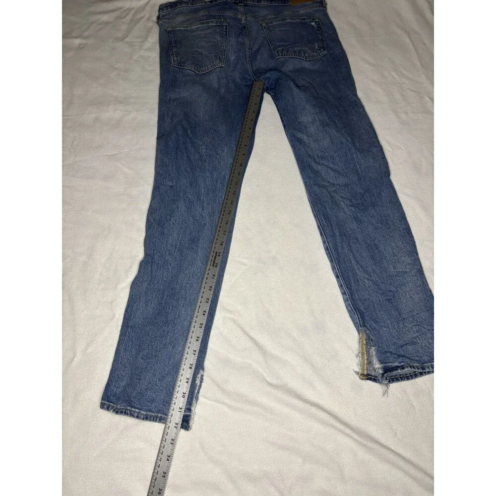 Aeropostale Slim‎ Fit Jeans Mens 36x32 Blue Good Distressed Ripped Denim